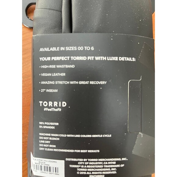 Torrid Size 2 Full Length Faux Leather Leggings With Pockets NIP - Picture 3 of 3
